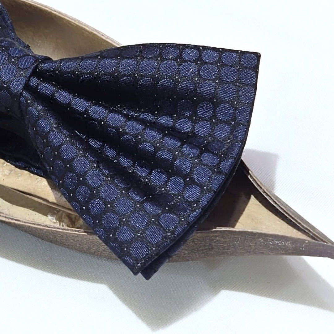 Navy Doted Bow Tie