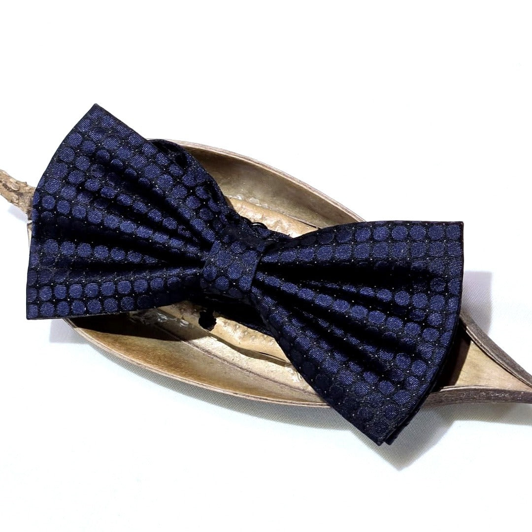 Navy Doted Bow Tie