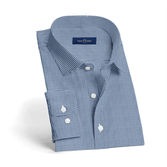 Blue White Nano Checked Shirt